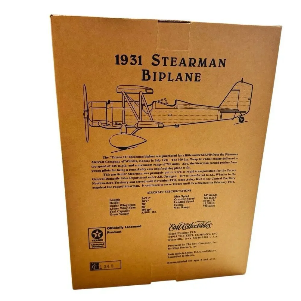 Wings of Texaco 3rd in the Series 1931 Stearman Biplane Die Cast Model Coin Bank
